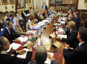 Il tavolo con il  Ministro e le delegazioni sindacali