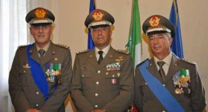 I generali Borrini (SCapo di SME) Bernardini (Cte del FOT)  e Stano (Cte del COFODIN Di padova)