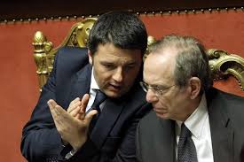 Il Presidente Renzi e il Ministro Padoan in Parlamento